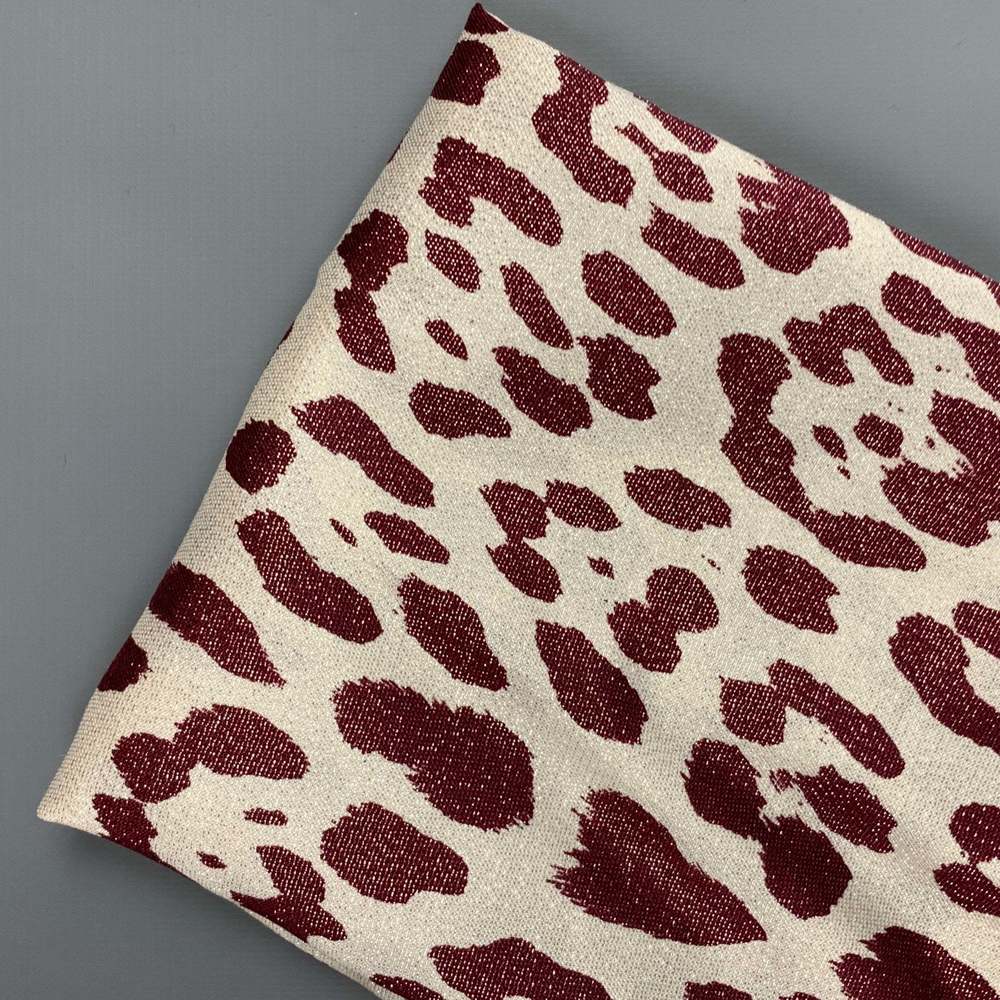 HAIDER ACKERMANN Beige Burgundy Metallic Animal Print Scarf - Picture 2 of 4